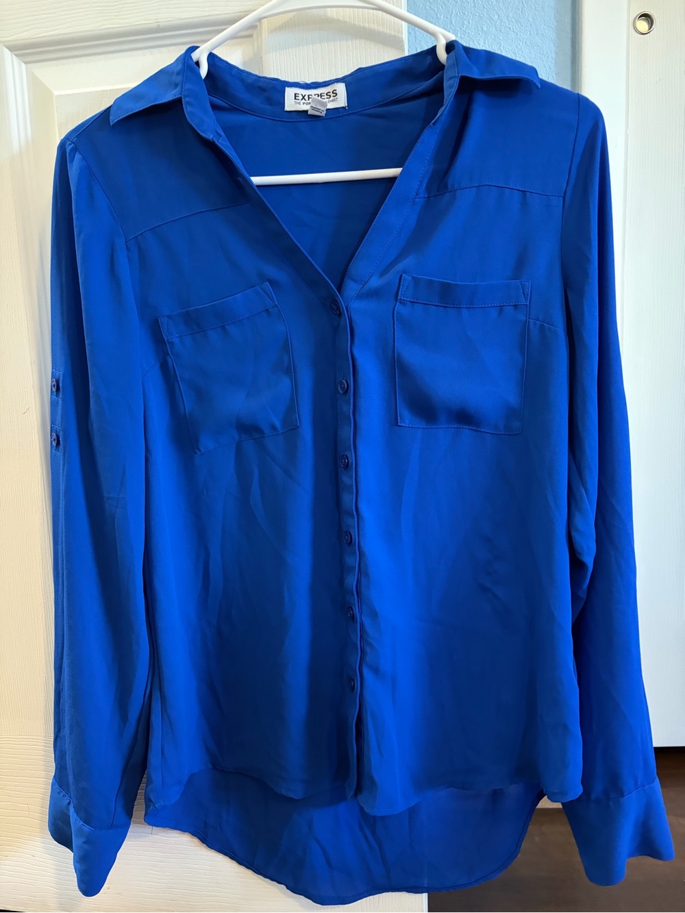 Express Women's Cobalt Blue Button-Front Blouse
